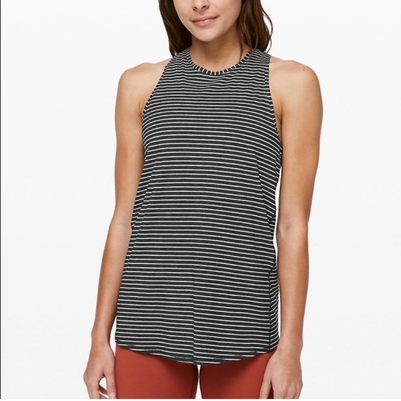 Lululemon All Tied Up Tank Modern Stripe Heathered Black White - Picture 3 of 11